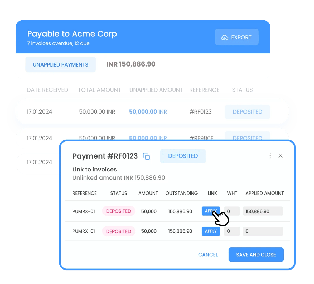 Unburden your customers to add your company's payment details for every payment. With Peakflo, each of your customers will have their dedicated and unique virtual accounts for easier payments and automatic reconciliation.