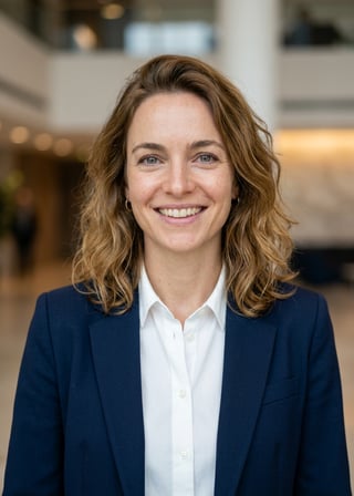 Professional AI LinkedIn headshot in White button-up shirt on Lobby (corporate lobby)