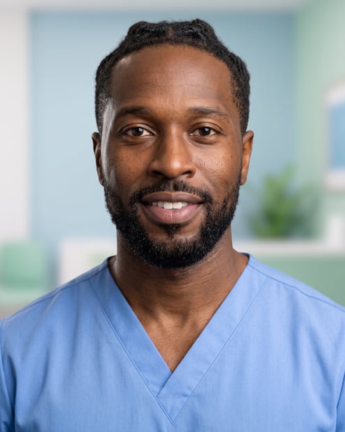 Beispiel für Clinic Room · Ceil Scrubs-Headshot