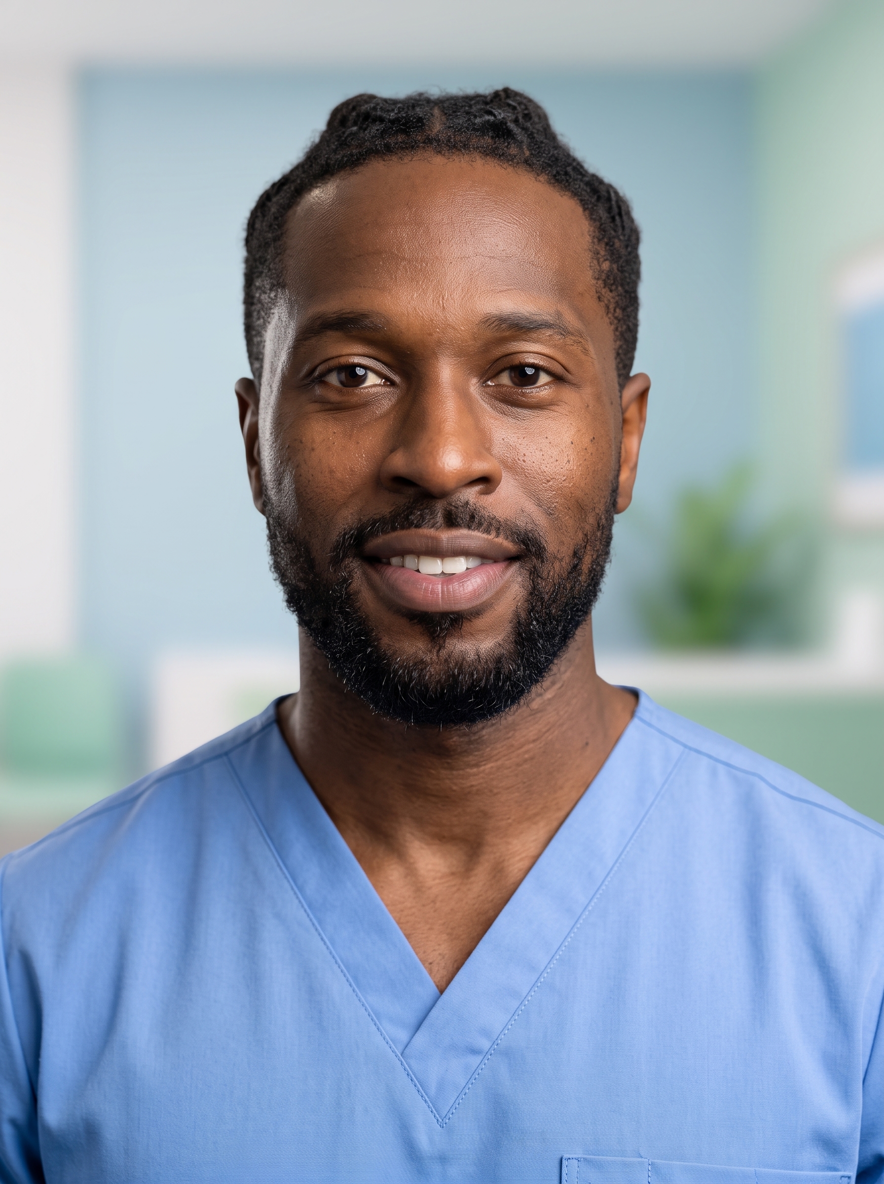 Clinic Room · Ceil Scrubs headshot example