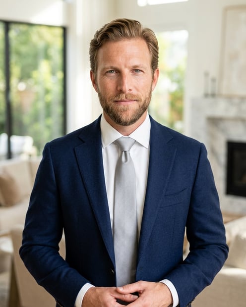 Staged Luxury Living Room · Modern Business Casual headshot example