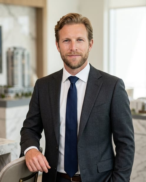 New Development Sales Gallery · Charcoal Suit with Light Shirt headshot example