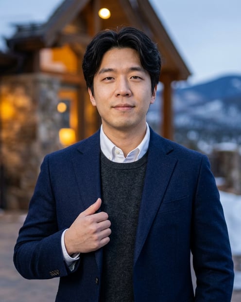 Twilight Ski Chalet Exterior · Power Suit No Gimmicks headshot example