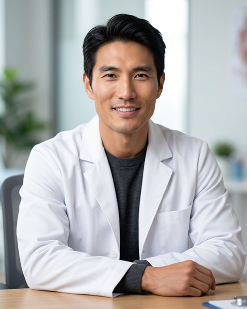 Clean Telehealth Office · Telehealth Business Clinical headshot example
