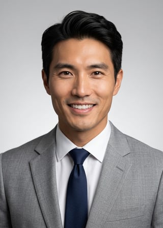 Professional AI LinkedIn headshot in Light gray blazer on Neutral Gradient / Light Grey