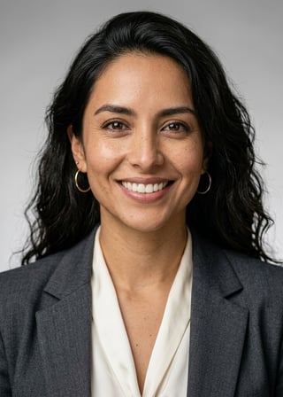 Professional AI LinkedIn headshot in Silk blouse trousers on Neutral Gradient / Light Grey