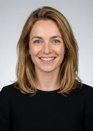 Professional AI LinkedIn headshot in Black midi fitted dress on Neutral Gradient / Light Grey