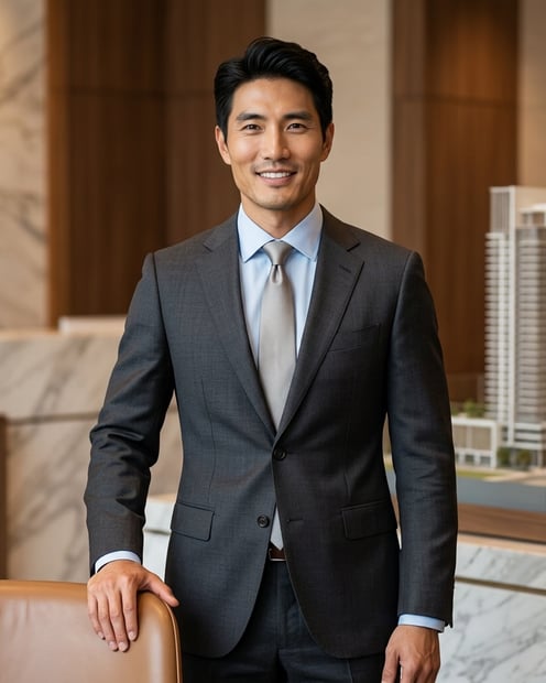 New Development Sales Gallery · Charcoal Suit with Light Shirt headshot example