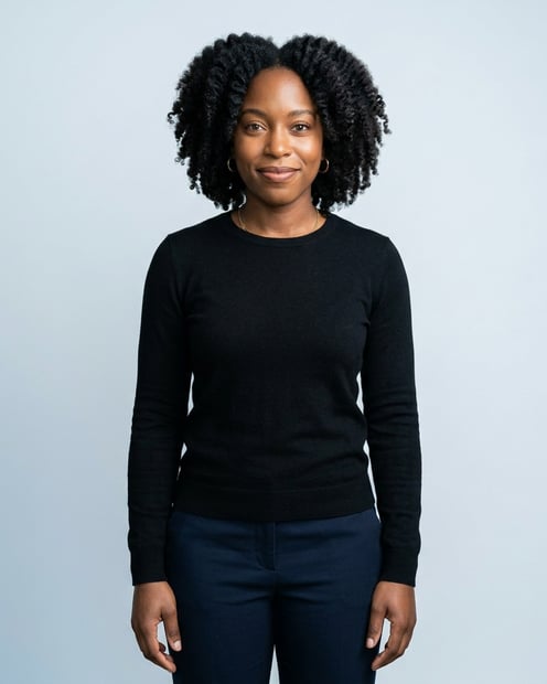 Light Cool-Grey Seamless · Black Long-Sleeve Knit Top headshot example