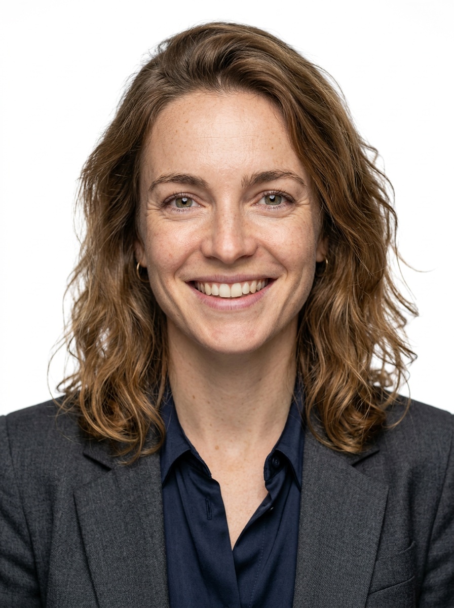 Professional AI LinkedIn headshot in Charcoal gray blazer on White / Pure White Studio