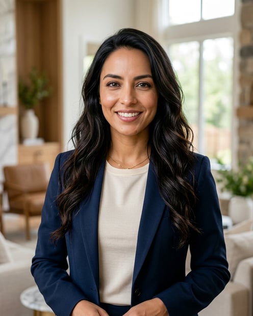 Staged Luxury Living Room · Modern Business Casual headshot example