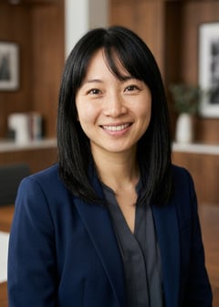 Professional AI LinkedIn headshot in Black midi fitted dress on Cafe (warm professional)