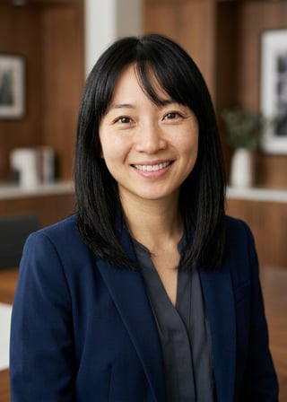 Professional AI LinkedIn headshot in Black midi fitted dress on Cafe (warm professional)