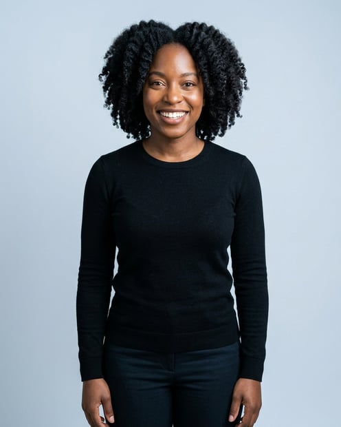 Cool-Grey Studio · Black Knit Top headshot example