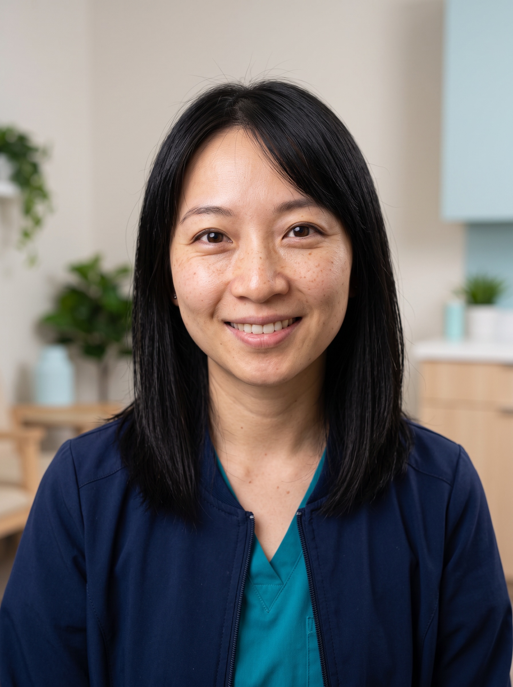 Clinic Room · Scrub Jacket headshot example