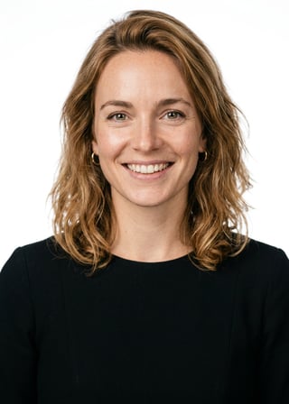 Professional AI LinkedIn headshot in Black midi fitted dress on White / Pure White Studio