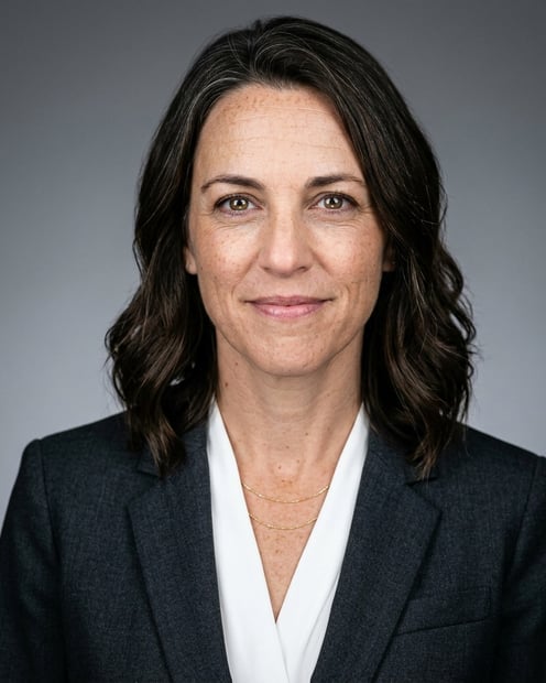 Mid Grey Seamless Studio · Firm Uniform Dark Suit headshot example