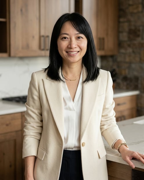 Luxury Mountain Kitchen · Cream Alpine Blazer headshot example