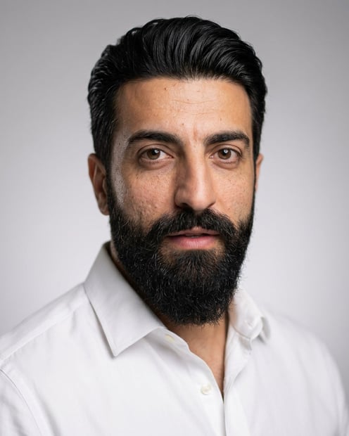 Neutral Gradient / Light Grey · White button-up shirt headshot example