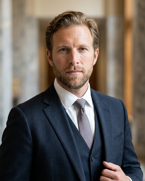 Courthouse · Charcoal Suit headshot example