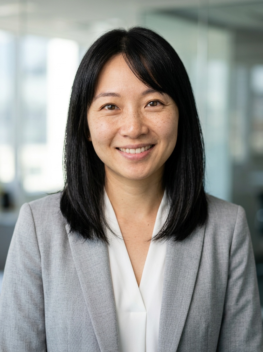 Professional AI LinkedIn headshot in Light gray blazer on Office / Modern Office Workspace