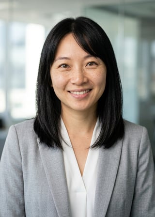 Professional AI LinkedIn headshot in Light gray blazer on Office / Modern Office Workspace
