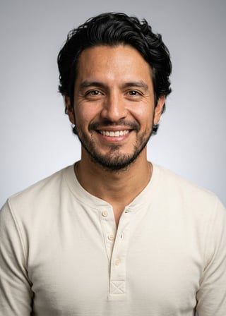Professional AI LinkedIn headshot in Cream long-sleeve henley on Neutral Gradient / Light Grey
