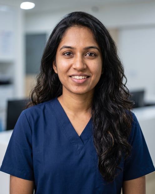 Beispiel für Nurse Station · Navy Scrubs-Headshot