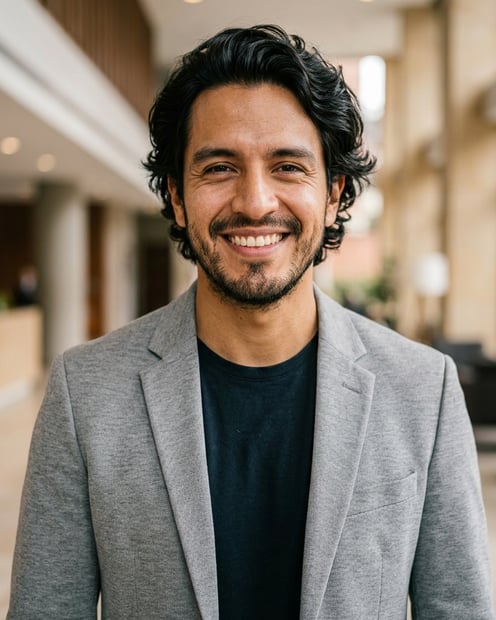 Lobby · Light gray blazer headshot example