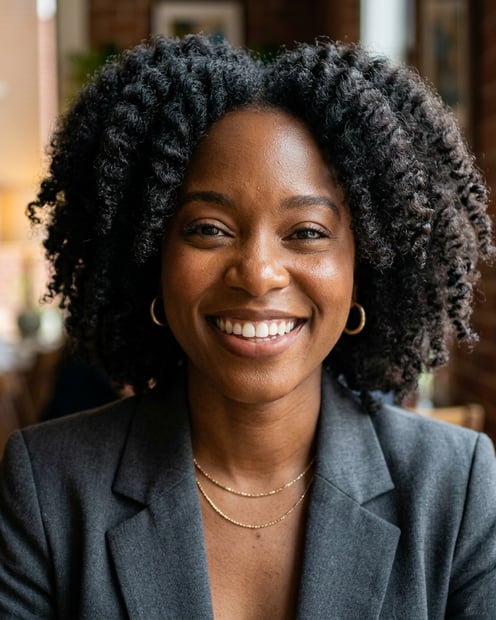 Cafe · Charcoal gray blazer headshot example