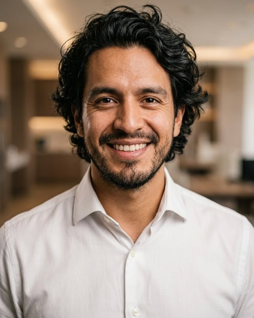 Cafe · White button-up shirt headshot example