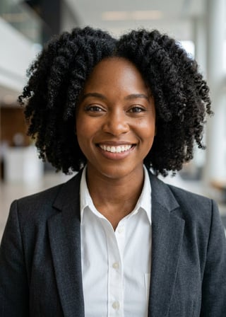 Professional AI LinkedIn headshot in White button-up shirt on Lobby (corporate lobby)