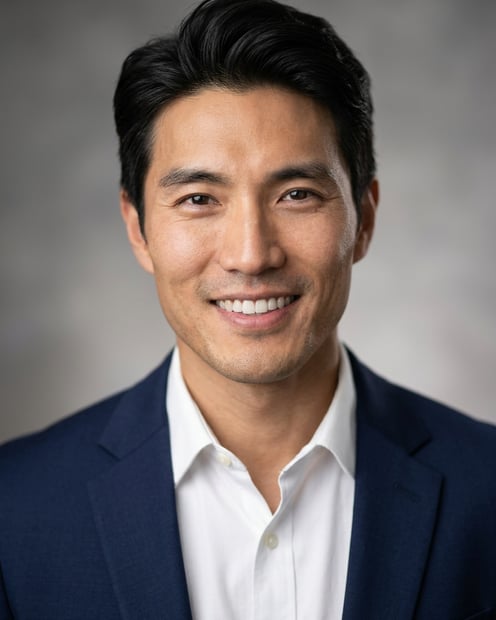 Neutral Gradient / Light Grey · White button-up shirt headshot example