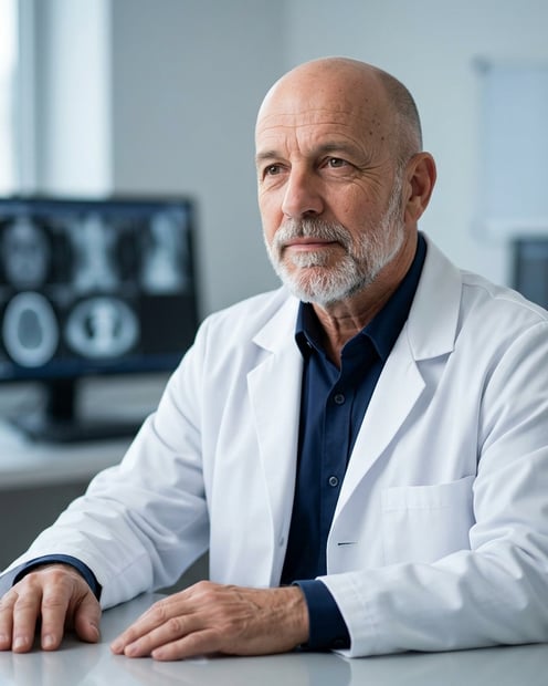 Radiology Workstation · Lab Coat with Business Clinical Wardrobe headshot example