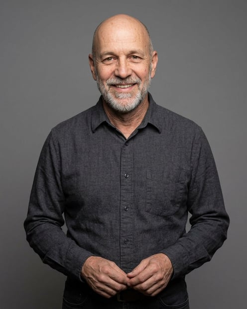 Neutral Grey · Charcoal Button-Up headshot example