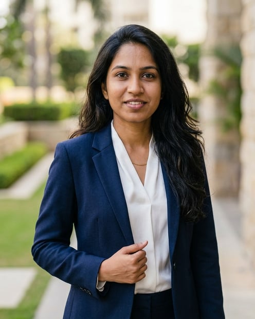 Stone Driveway Entry · Navy Suit with White Shirt headshot example