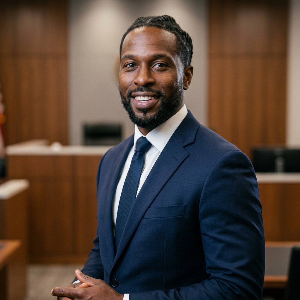 Courtroom · Navy Suit headshot example