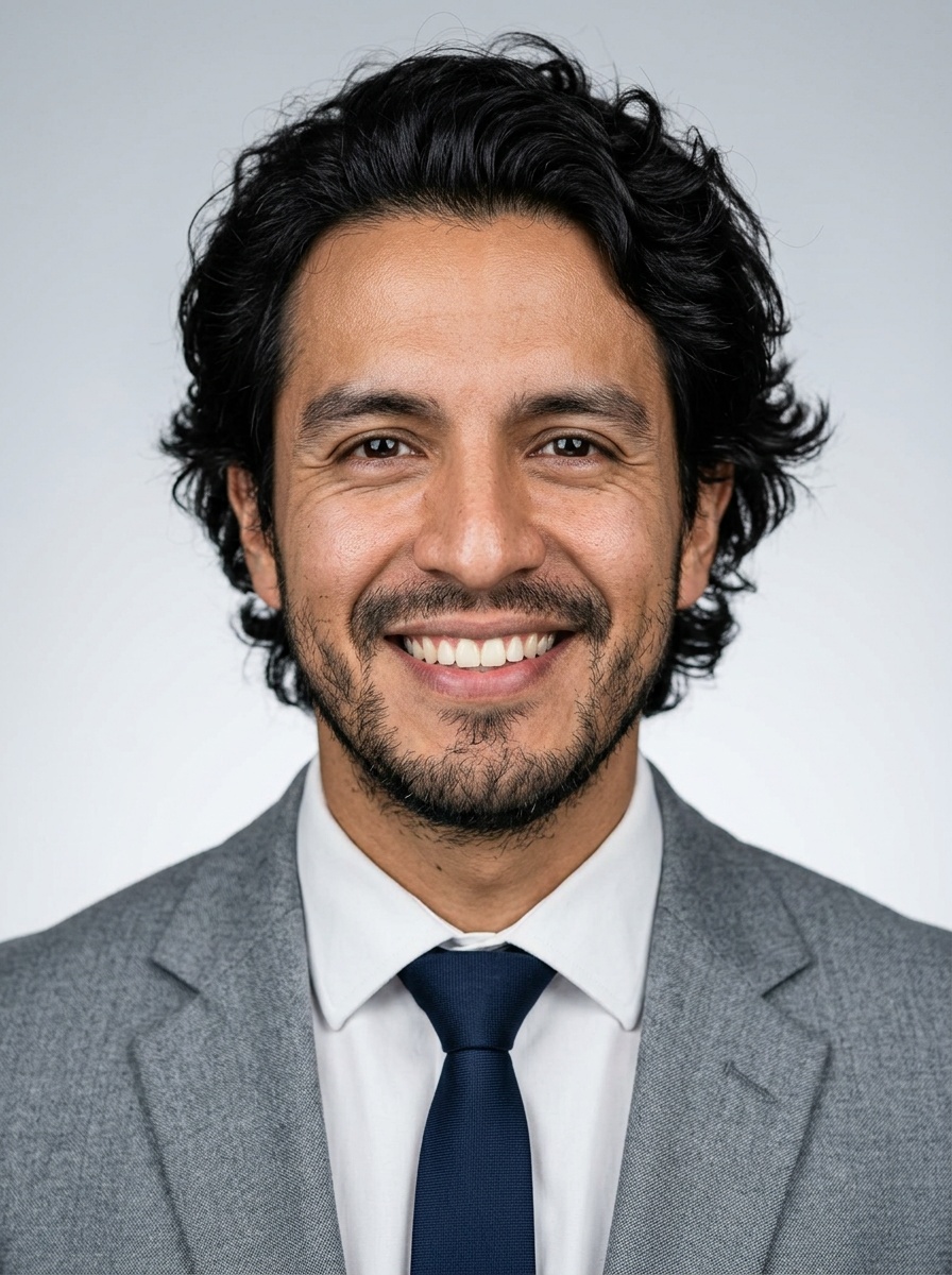 Professional AI LinkedIn headshot in Light gray blazer on Neutral Gradient / Light Grey