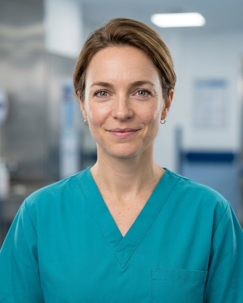 Exam Room · Coat & Scrubs headshot example