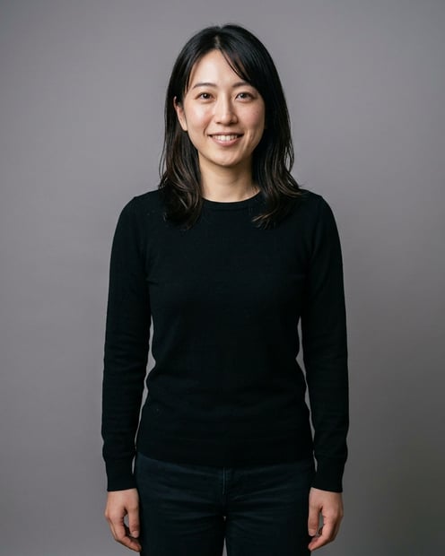Neutral Mid-Grey Gradient Seamless · Black Long-Sleeve Knit Top headshot example
