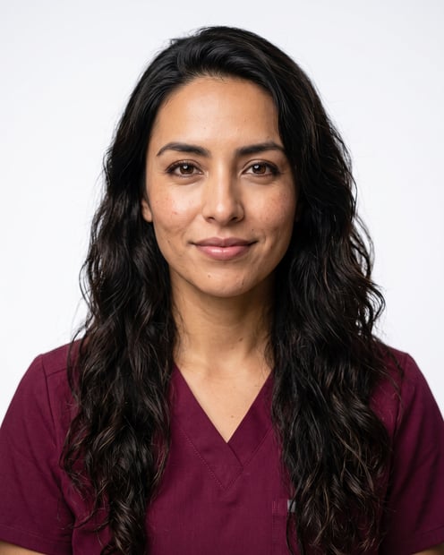 White Studio · Wine Scrubs headshot example