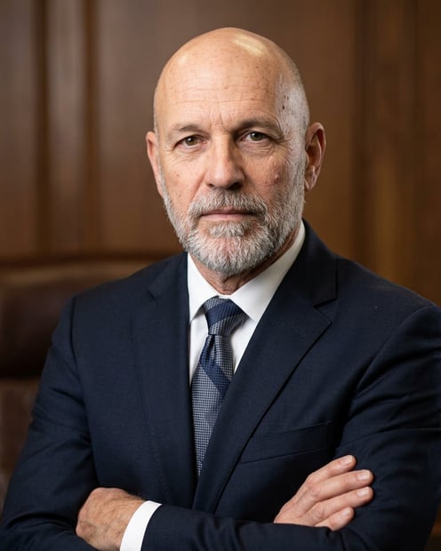 Charcoal Low-Key Studio · Dark Litigation Suit headshot example