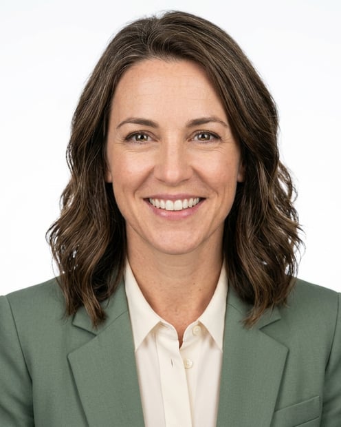 White / Pure White Studio · Sage blazer and blouse headshot example
