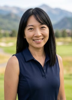 Professional AI LinkedIn headshot in Golf Attire on High End Mountain Golf Course