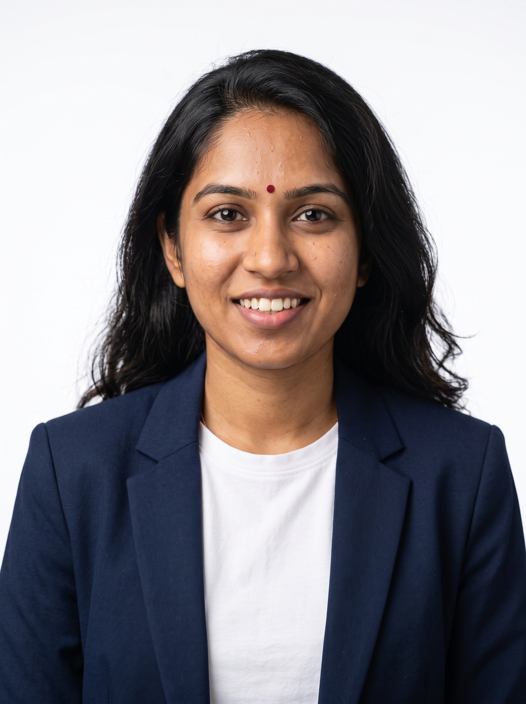 White Studio · Navy Blazer & Tee headshot example