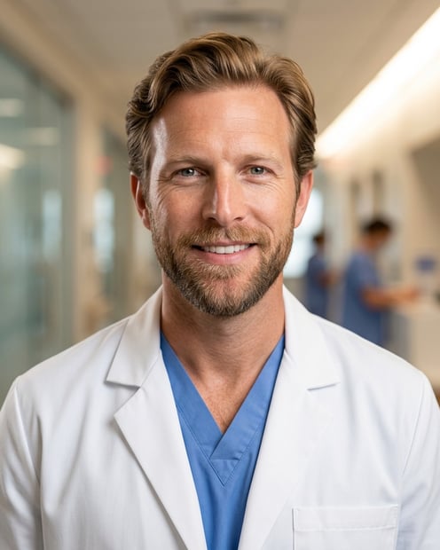 Clean White Studio · Dermatology or Aesthetic Medicine White Coat headshot example