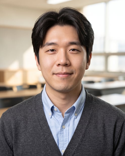Classroom · Oxford Cardigan headshot example