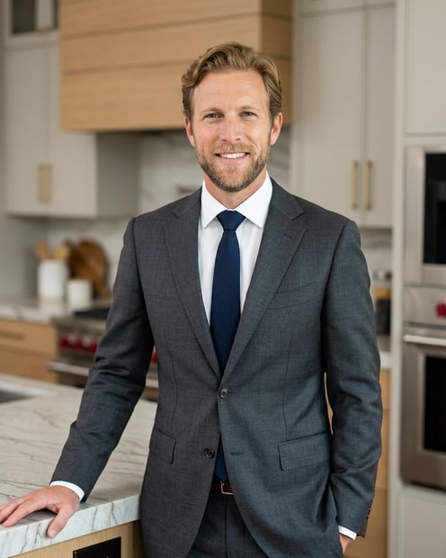 Luxury Kitchen · Cream Blazer headshot example