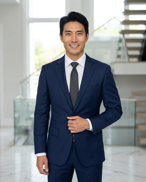 Modern Mansion Foyer · Power Suit No Gimmicks headshot example