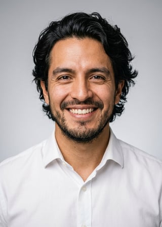 Professional AI LinkedIn headshot in White button-up shirt on Neutral Gradient / Light Grey